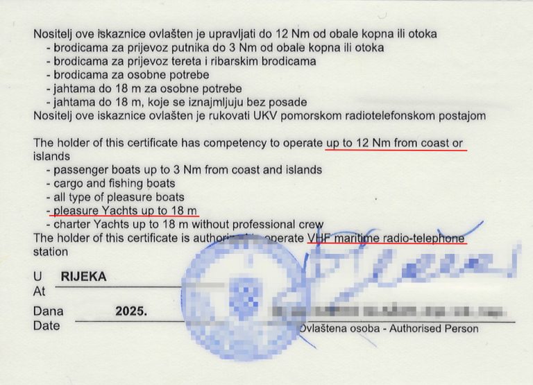 Kroatisches Küstenpatent Rückseite